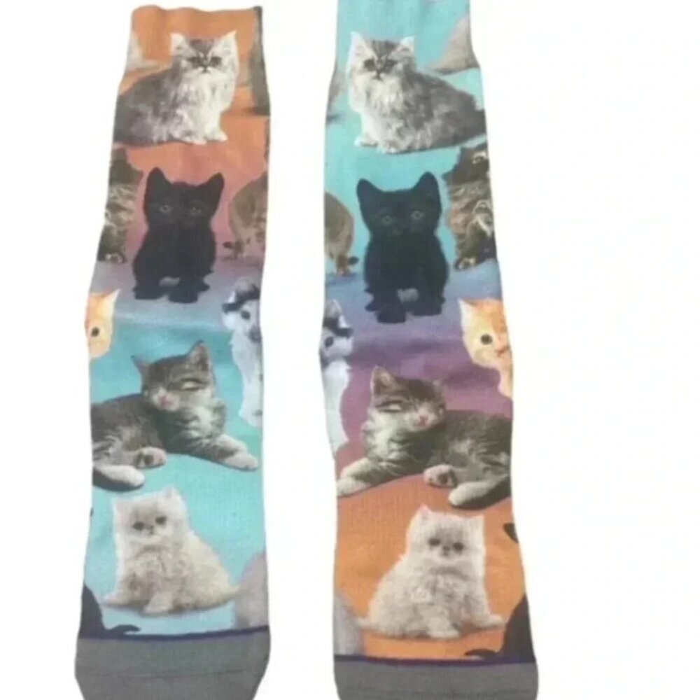 Cat Silver Tabby Socks Full Body Fun‎ Novelty Dress Casual Unisex SOX Kitten Pet